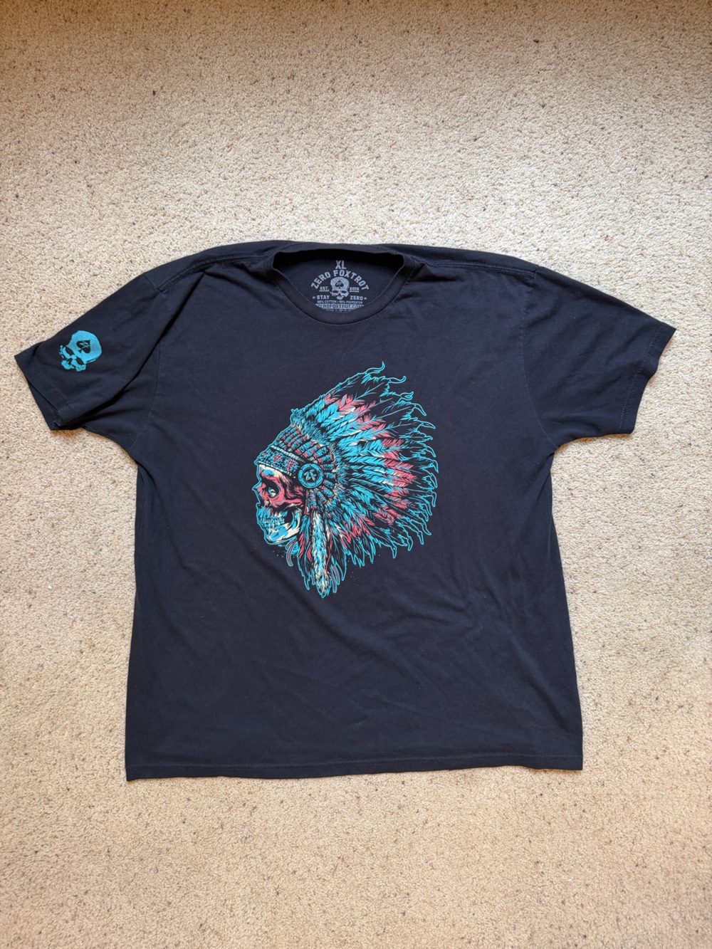 Zero Foxtrot “Chief Skull” Graphic Tee Tactical Military Black T-Shirt Men’s XL